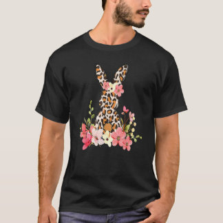 イースター・デイ・ヒョウ柄うさぎ グラフィックTシャツ 女性 女子 Tシャツ
