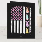 イースター デーのアメリカのウサギ付き国旗 カード (裏面)