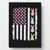 イースター デーのアメリカのウサギ付き国旗 フォトプラーク (正面)