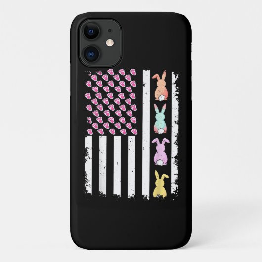 イースター デーのアメリカのウサギ付き国旗 Case-Mate iPhoneケース (裏面)