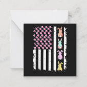 イースター デーのウサギがいるアメリカ国旗 ノートカード (正面)