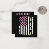 イースター デーのウサギがいるアメリカ国旗 ノートカード (正面/裏面インサイチュ)