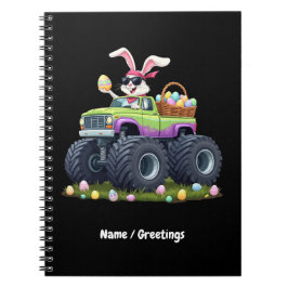 イースター デーの ウサギが モンスター トラックに乗って卵をさがす子供たち ノートブック