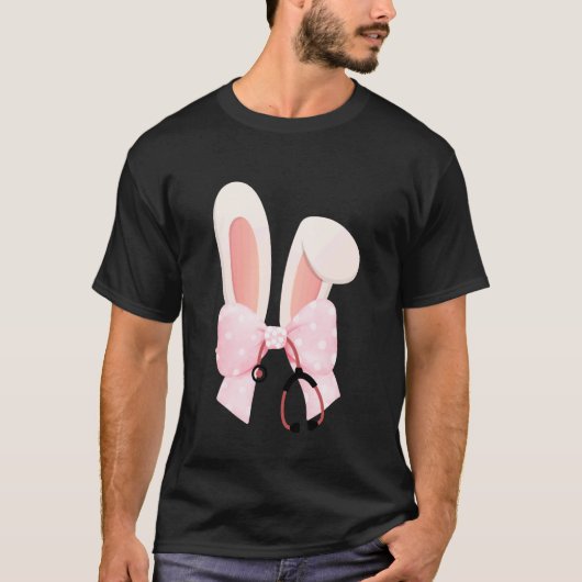イースター・ナース うさぎのイースターイヤー ヘアボウ スティ Tシャツ (正面)