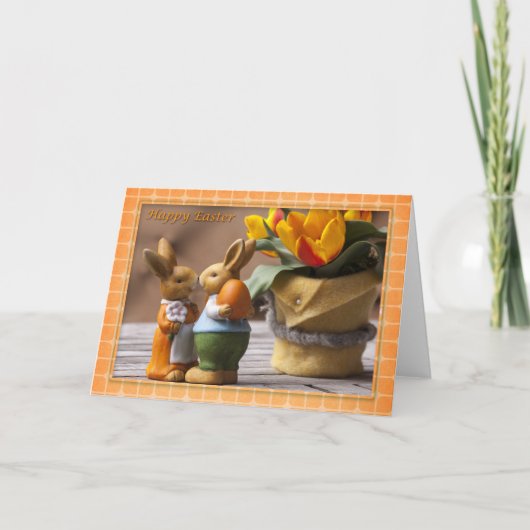 イースター – ハッピーイースターバニーカップル シーズンカード (正面)