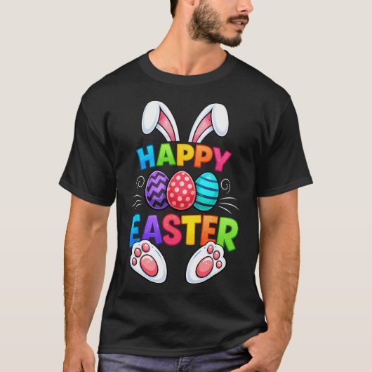 イースター ハッピー イースターTシャツ 女の子 男の子 面白い ウサギ Tシャツ (正面)