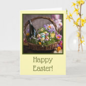 イースター バスケット エッグ フラワー ワイン カード (黄色い花)