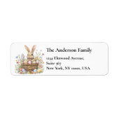 イースター・バニーと卵のスプリング・フラワー・バスケット ラベル (正面)