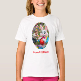 イースター バニーと子供の写真 オーバルフレーム Tシャツ