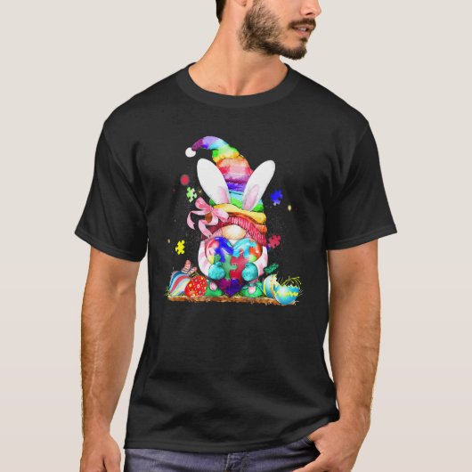 イースター・バニーと春のノームのイースターエッグ Tシャツ (正面)