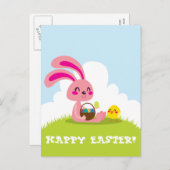 イースター·バニーと雛 シーズンポストカード (正面/裏面)