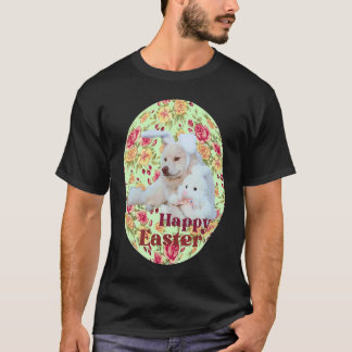イースター・バニーイヤーを着けたかわいいゴールデンレトリバー Tシャツ