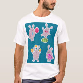 イースター・バニーセットとカラフルな卵 Tシャツ (正面)