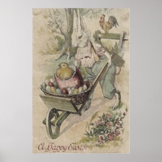 イースター+バニー+エッグ+ひよこ+おんどり+農家 ポスター (正面)