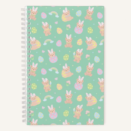 イースター・バニー・テディベア・ミント ノートブック (正面)