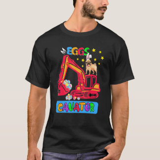 イースター・バニー・パグ犬のショベルカーイースター・エッグハント Tシャツ