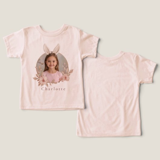 イースター・バニー・フォトTシャツ（トドラーサイズ） 名前入り (デザイン正面&裏面)