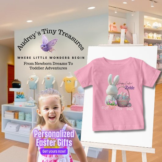 イースター バニー ベビー Tシャツ 名入れ