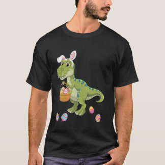 イースター+バニー+恐竜+Tレックス+子供+男の子+幼児 Tシャツ