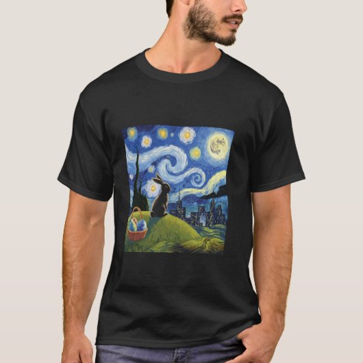 イースター バニー 星空 ポスト印象派 イースター Tシャツ (正面)