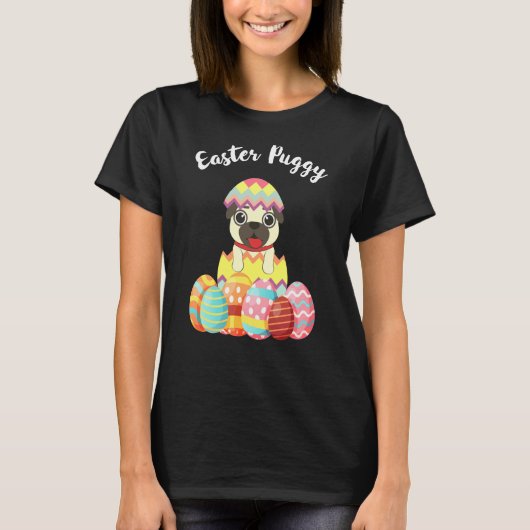 イースター パギー パグ 犬 イースター Tシャツ (正面)