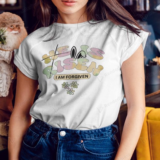 イースター パステル タイポグラフィ 宗教的なパターン Tシャツ