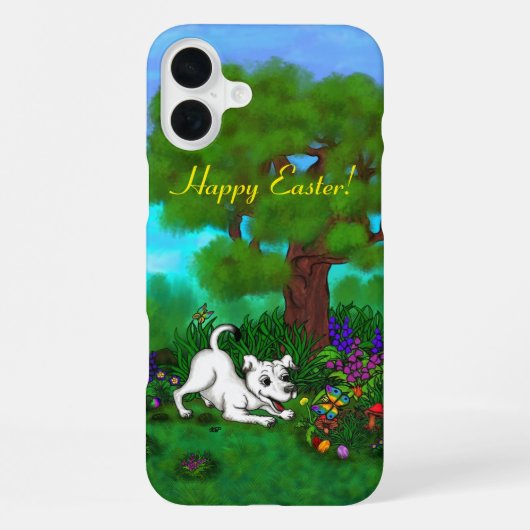 イースター – パピー・カポと蝶 iPhoneケース (裏面)