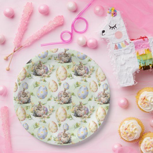 イースター パーティー ウサギのお祝い ペーパープレート (パーティー)