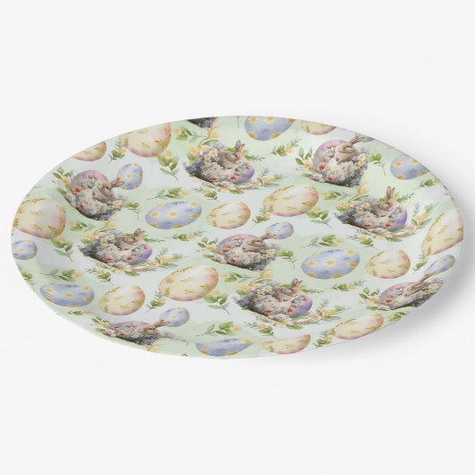 イースター パーティー ウサギのお祝い ペーパープレート (アングル)