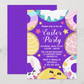 イースター パーティー チキン エッグ ウサギ イースター ドーナツ クッキー 招待状 (正面/裏面)