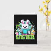 イースター ビデオゲーム ウサギの卵 ゲーム ゲーマー少年 男性 カード (黄色い花)