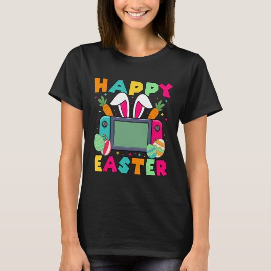 イースター ビデオ ゲーム ウサギ ゲーミング コントローラ ガ Tシャツ (正面)