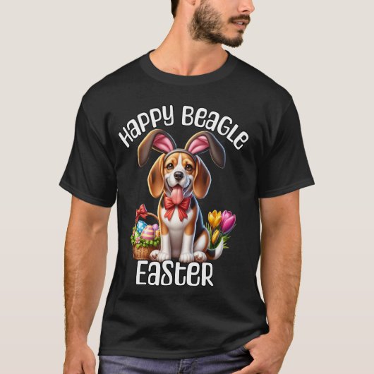 イースター・ビーグル イースターは楽しい Tシャツ (正面)
