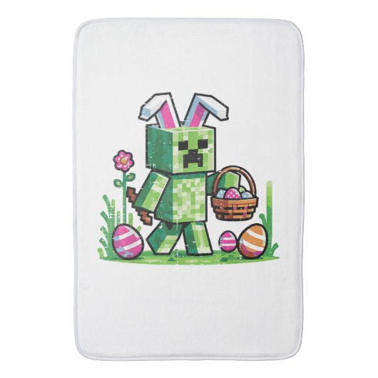 イースター ピクセル ゲーミング うさぎ たまご探し バスマット (正面縦)