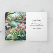 イースター ピンクのチューリップ 折りたたみ式グリーティングカード カード (内部)