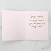 イースター ピンクウサギと花のカード カード (内部)
