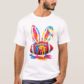 イースター フットボール ウサギ 耳 ペイント ドリップ グラフィック Tシャツ