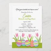 イースター・ブランチと卵の宝探しへの招待 招待状 (正面/裏面)