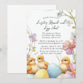 イースター・ブランチと卵の宝探しへの招待 招待状 (正面/裏面)