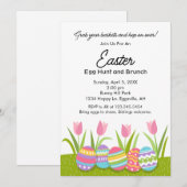 イースター・ブランチと卵の宝探しへの招待 招待状 (正面/裏面)