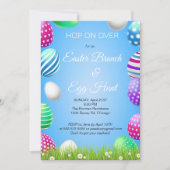 イースター・ブランチのウサギの卵の宝探しに飛び乗ってかわいい 招待状 (正面)