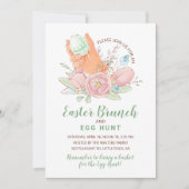 イースター・ブランチの卵の宝探し ペイントされた卵と花 招待状 (正面)