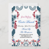 イースター・ブランチの装飾モチーフ 鳥 ウサギ イースターのひよこ 招待状 (正面)