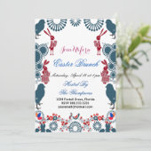 イースター・ブランチの装飾モチーフ 鳥 ウサギ イースターのひよこ 招待状 (スタンド正面)