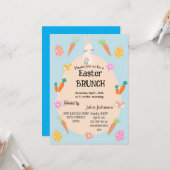 イースター・ブランチへの招待 | かわいいパステルカラーのウサギ＆卵 カード (正面/裏面インサイチュ)