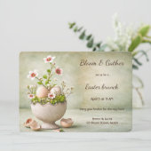 イースター・ブランチ招待状 ミニマルな花の春 招待状 (スタンド正面)
