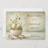 イースター・ブランチ招待状 ミニマルな花の春 招待状 (正面)