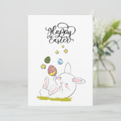 イースター・ブランチ&イースターエッグ・ハント| かわいいウサギのイースターエッグ 招待状 (スタンド正面)