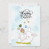 イースター・ブランチ&イースターエッグ・ハント| かわいいウサギのイースターエッグ 招待状 (正面)