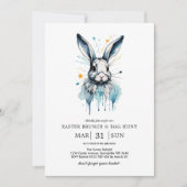 イースター・ブランチ＆イースターエッグ・ハント | 水彩のウサギ 招待状 (正面)